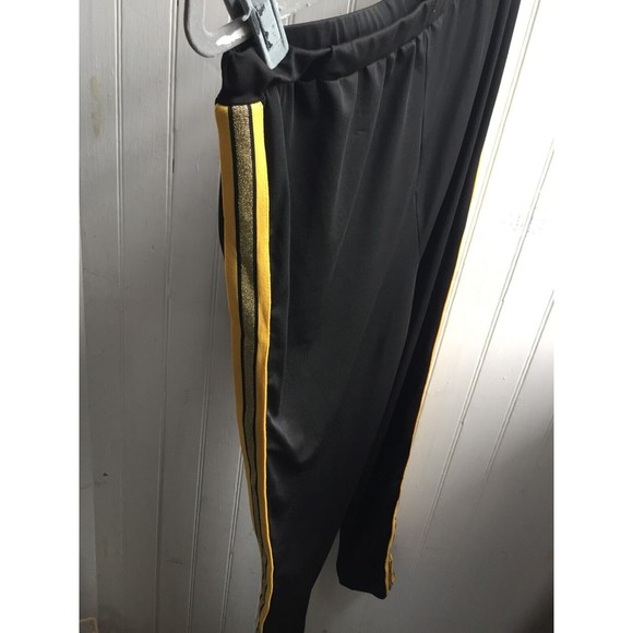 SHEIN Black Pull on pants Athletic Gold Racing Glitter Side Stripe - Size 2XL 16 - Picture 11 of 12